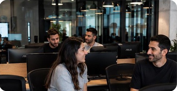 Team discussion in a modern office