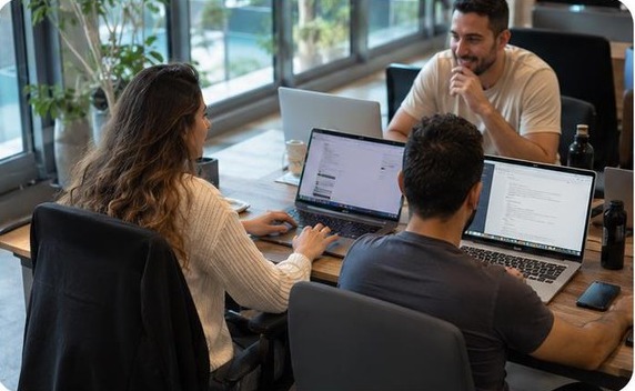 Team working together in the office